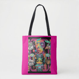 Bolso De Tela Psychedelic 90s Style All Over Print Tote Bag