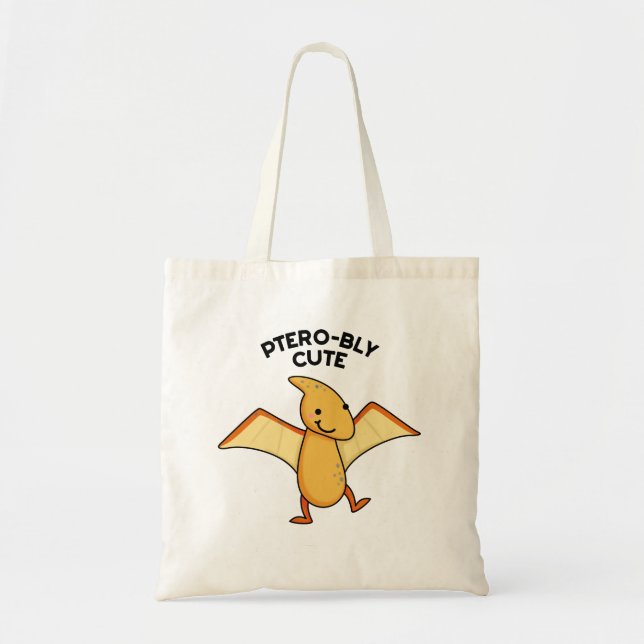 Bolso De Tela Pterobobly Cute Funny Dinosaur Pterodactyl Pun (Frente)