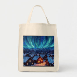 Bolso De Tela Pueblo de invierno de vidrio emplomado panorámico