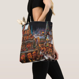Bolso De Tela Pueblo de Navidad