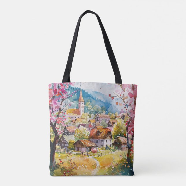 Bolso De Tela Pueblo de primavera (Reverso)