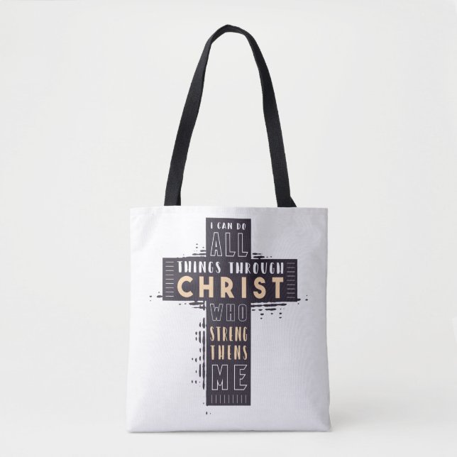 Bolso De Tela Puedo Hacer Todas Las Cosas A Través De Jesucristo (Anverso)