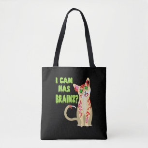 Bolso De Tela Puedo Tener Una Camisa De Gato Zombie Cerebro