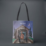 Bolso De Tela Puente Cubierto del Crepúsculo<br><div class="desc">Bolsa Tote del Puente Cubierto del Crepúsculo,  camiseta y regalos de Ilustración de ArtMuvz. Camiseta,  regalos y ropa del Puente Cubierto Amish coincidente. Puedes agregar tu nombre o texto en su lugar. Personaliza esta Bolsa Tote del Puente Cubierto para hacerla única o regala como un obsequio personalizado</div>
