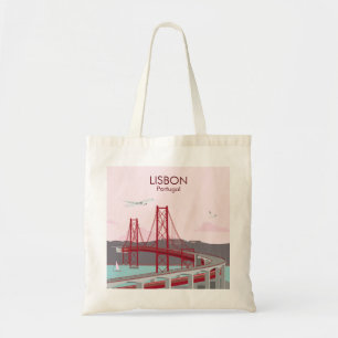 Bolso De Tela Puente de Lisboa sobre el río Tajo en estilo vinta