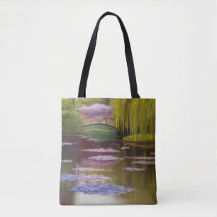Bolso De Tela Puente sobre el Tote de estanques de Monet