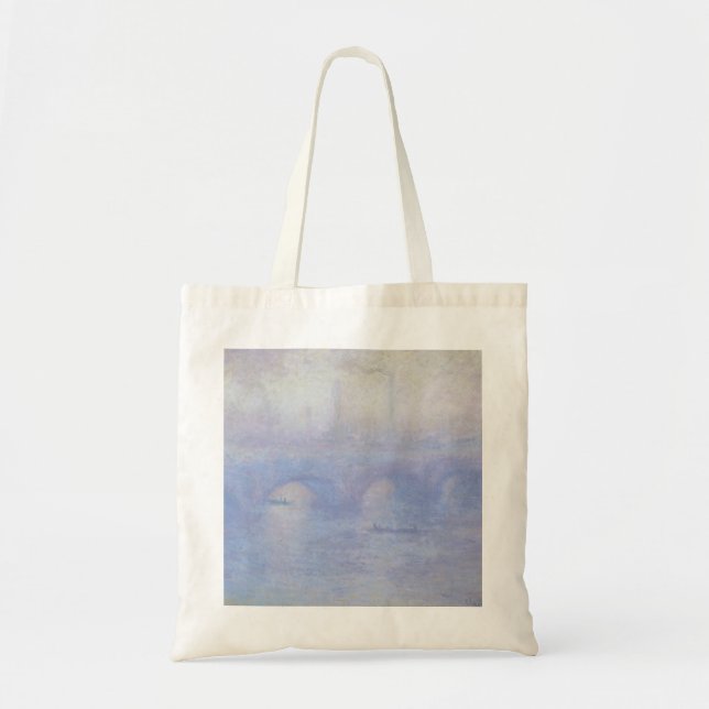 Bolso De Tela Puente Waterloo, efecto húmedo de Claude Monet (Frente)