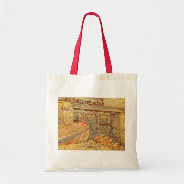 Bolso De Tela Puentes Vincent van Gogh a través del Sena de Asni (Frente)