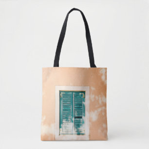 Bolso De Tela Puerta de madera verde cerrada