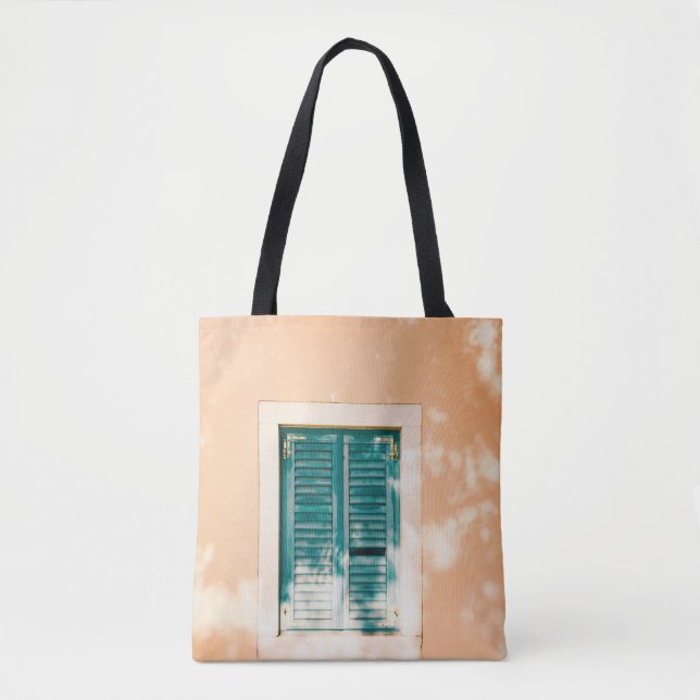 Bolso De Tela Puerta de madera verde cerrada (Anverso)