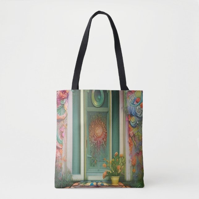 Bolso De Tela Puerta Floral (Anverso)