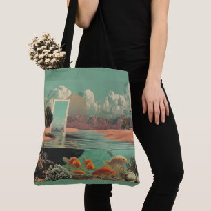 Bolso De Tela Puerta Surrealista en el Desierto con Submarino