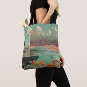 Bolso De Tela Puerta Surrealista en el Desierto con Submarino