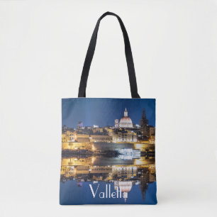 Bolso De Tela Puerto de la ciudad vieja de La Valeta por la noch