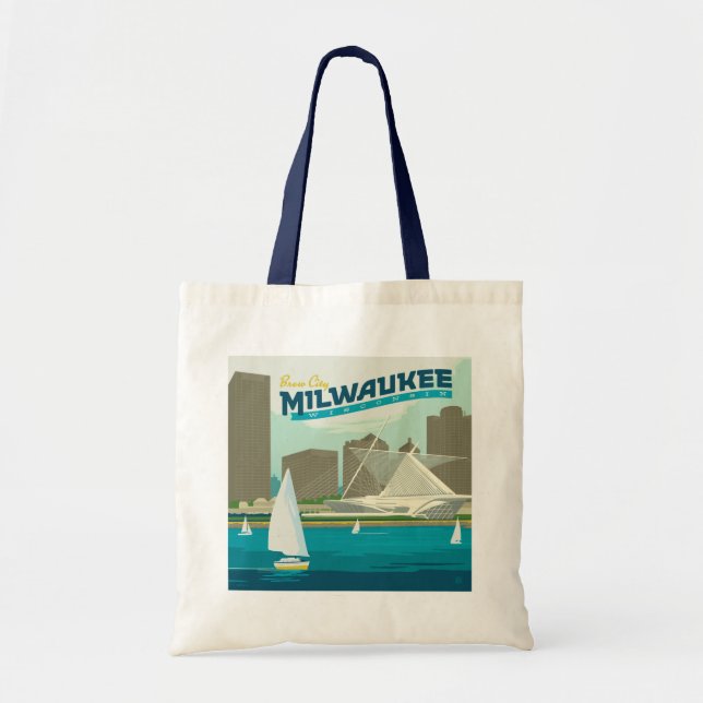 Bolso De Tela Puerto de Milwaukee Wisconsin | Ciudad de Brew (Frente)