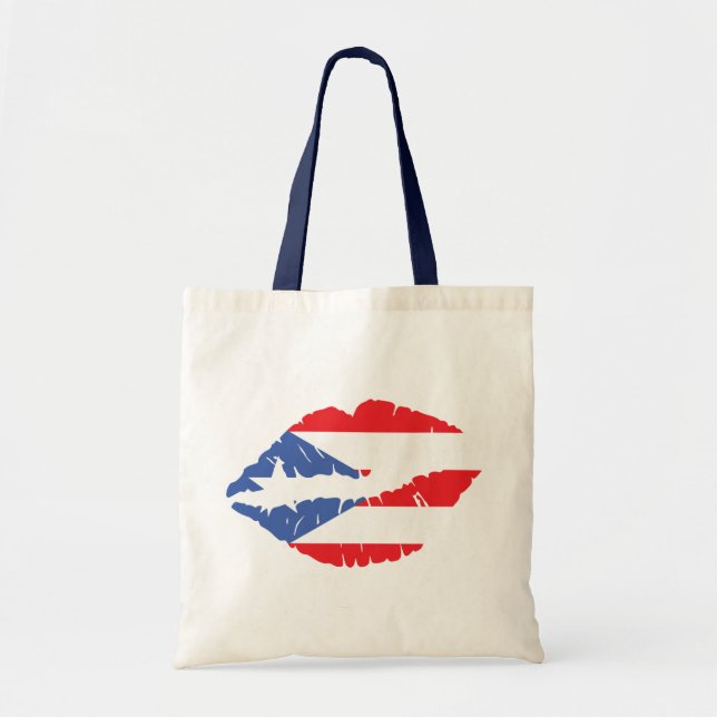 Bolso De Tela Puerto Rico Flag Lips (Frente)