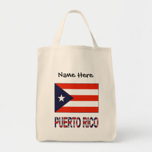 Bolso De Tela Puerto Rico y Bandera de Puerto Rico Personalizado