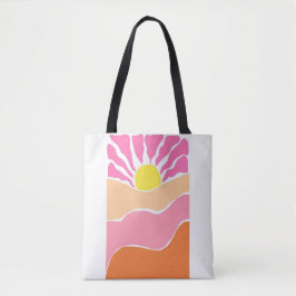 Bolso De Tela Puesta de sol boho rosa pálido y naranja