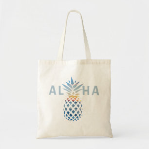 Bolso De Tela Puesta de sol de piña y olas del océano azul Aloha