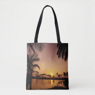 Bolso De Tela Puesta de sol en la bahía de Anaeho'omalu, Isla Gr