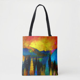 Bolso De Tela Puesta de sol en la montaña