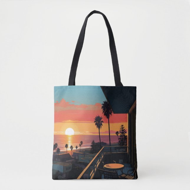 BOLSO DE TELA PUESTA DE SOL EN SANTA MONICA #1 (Anverso)