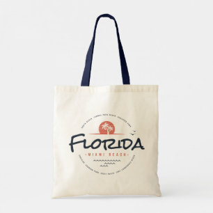 Bolso De Tela Puesta de sol retro de la playa de Miami Florida P