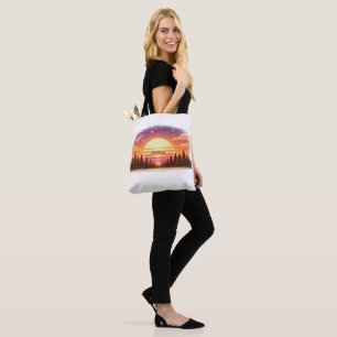 Bolso De Tela Puesta de sol retro en el bosque regalo de nombre