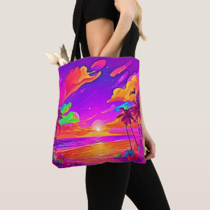 Bolso De Tela Puesta de sol tropical vibrante