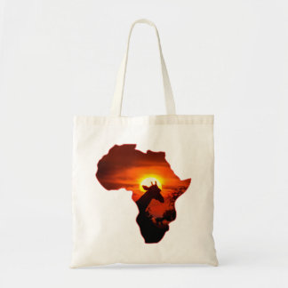 Bolso De Tela Puesta del sol africana con la silueta de la