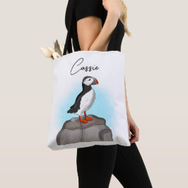 Bolso De Tela Puffin personalizado dibujado a mano