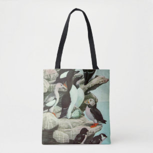 Bolso De Tela Puffines y aves acuáticas antiguas por Louis Fuert