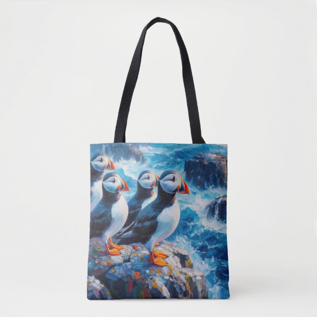 Bolso De Tela Puffins (Anverso)