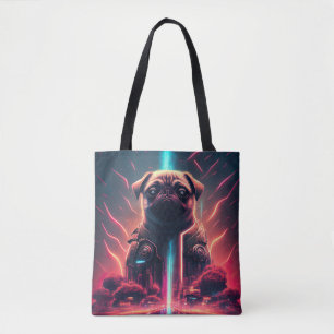 Bolso De Tela Pug Adorable con Disfraz de Robot Futurista