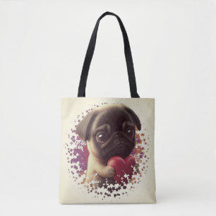 Bolso De Tela Pug, animal, naturaleza