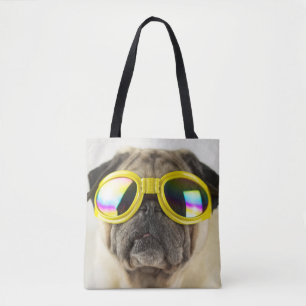 Bolso De Tela Pug con gafas