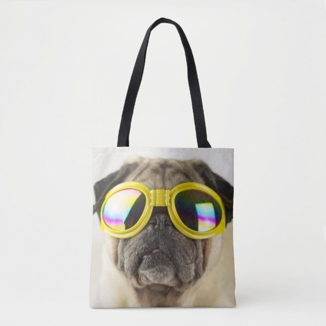 Bolso De Tela Pug con gafas (Anverso)