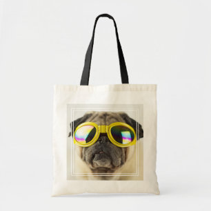 Bolso De Tela Pug con gafas