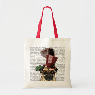 Bolso De Tela Pug con sombrero superior de estilo Steampunk