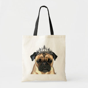 Bolso De Tela Pug Con Tiara