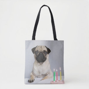 Bolso De Tela Pug de cumpleaños
