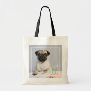 Bolso De Tela Pug de cumpleaños