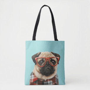 Bolso De Tela Pug de la camiseta de plástico