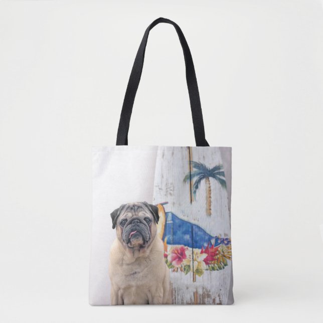 Bolso De Tela Pug de superficie (Anverso)
