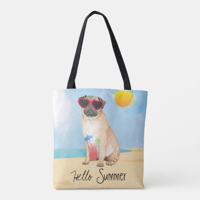 Bolso De Tela Pug de verano (Reverso)