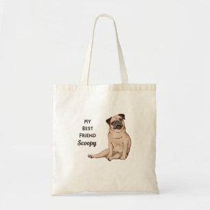 Bolso De Tela Pug Dog Mi Mejor Amigo Nombre Personalizado