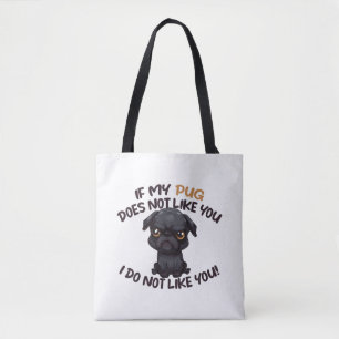 Bolso De Tela Pug enojado (negro) - Diseño único