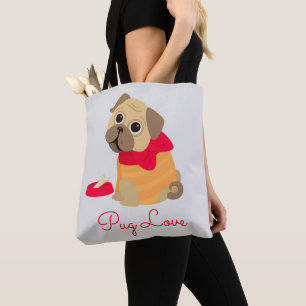 Bolso De Tela Pug Love adorable pug puppy dog