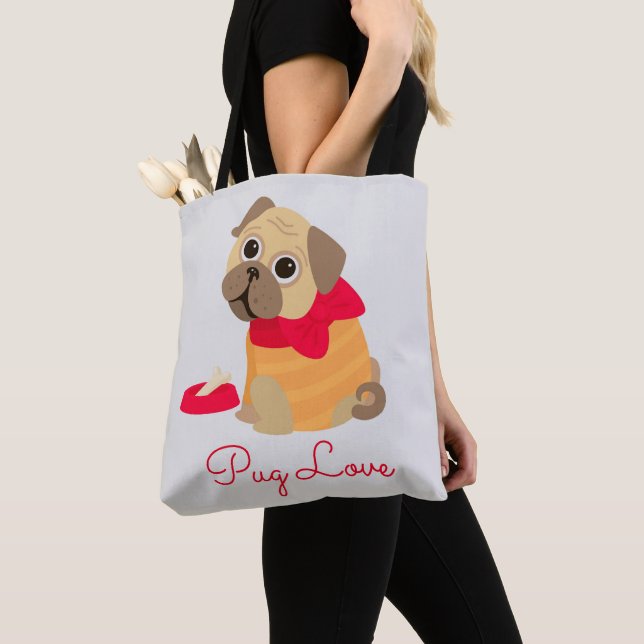Bolso De Tela Pug Love adorable pug puppy dog (Detalle)