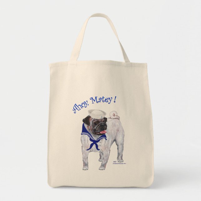 Bolso De Tela Pug Marinero (Frente)